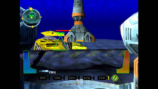 Uprising X for PlayStation 1 arcade shooter video game featuring fast paced on rails action futuristic sci fi settings intense enemy encounters and classic late era PS1 arcade style gameplay experience gameplay