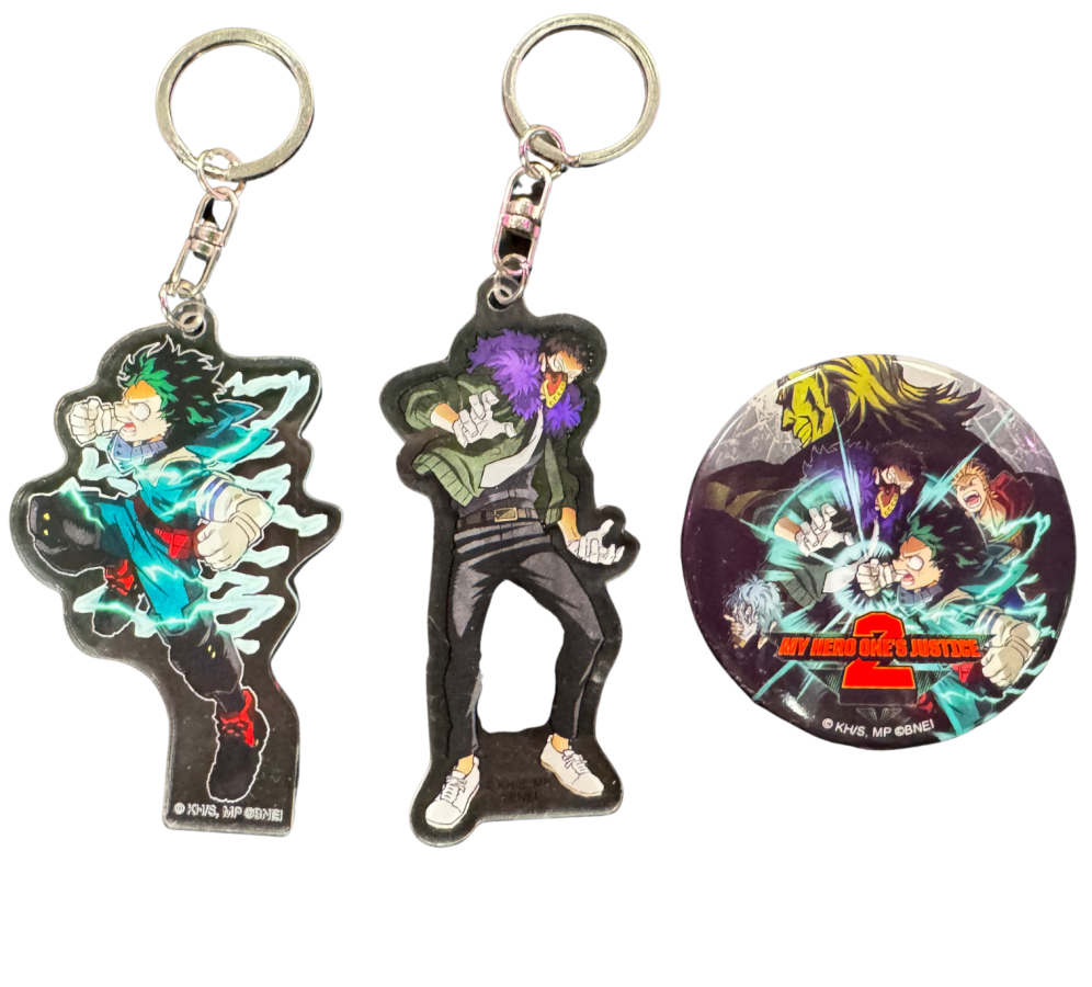 My Hero One's Justice 2 Collector's Edition Missing Collector's Box Nintendo Switch NS video game featuring My Hero Academia fighting gameplay anime characters Quirks special attacks arena battles hero and villain combat story mode Nintendo Switch gaming retro video game collection collectible gaming appeal key chain and pin