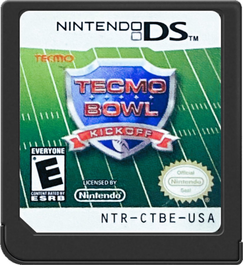 Tecmo Bowl: Kickoff for Nintendo DS arcade style American football video game featuring simplified NFL gameplay, fast paced matches, team customization, and stylus friendly handheld controls for classic gridiron action experience cartridge