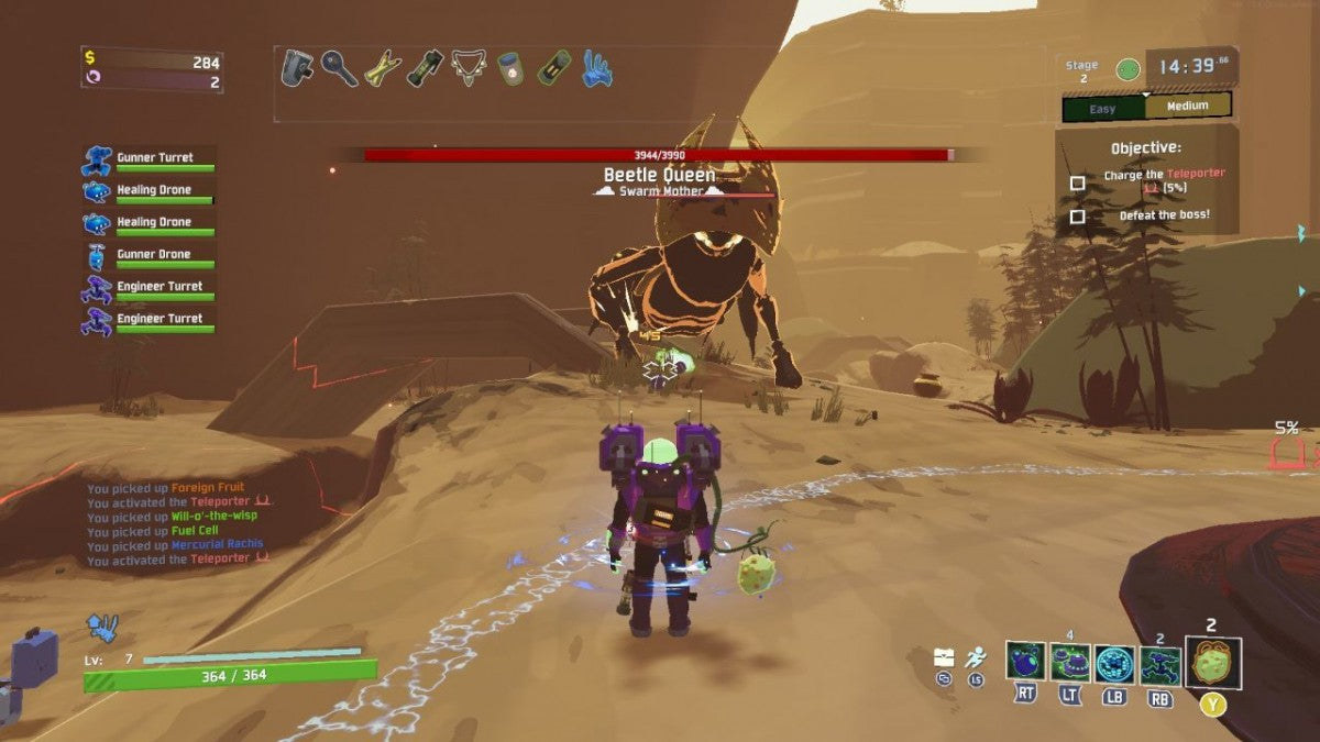 Risk of Rain 2 for PlayStation 4 (PS4) at Gamers INC, featuring frantic co-op roguelike action in full 3D where you battle escalating hordes, stack outrageous item combos, and fight to survive on a mysterious alien planet with endlessly scaling difficulty gameplay screenshot