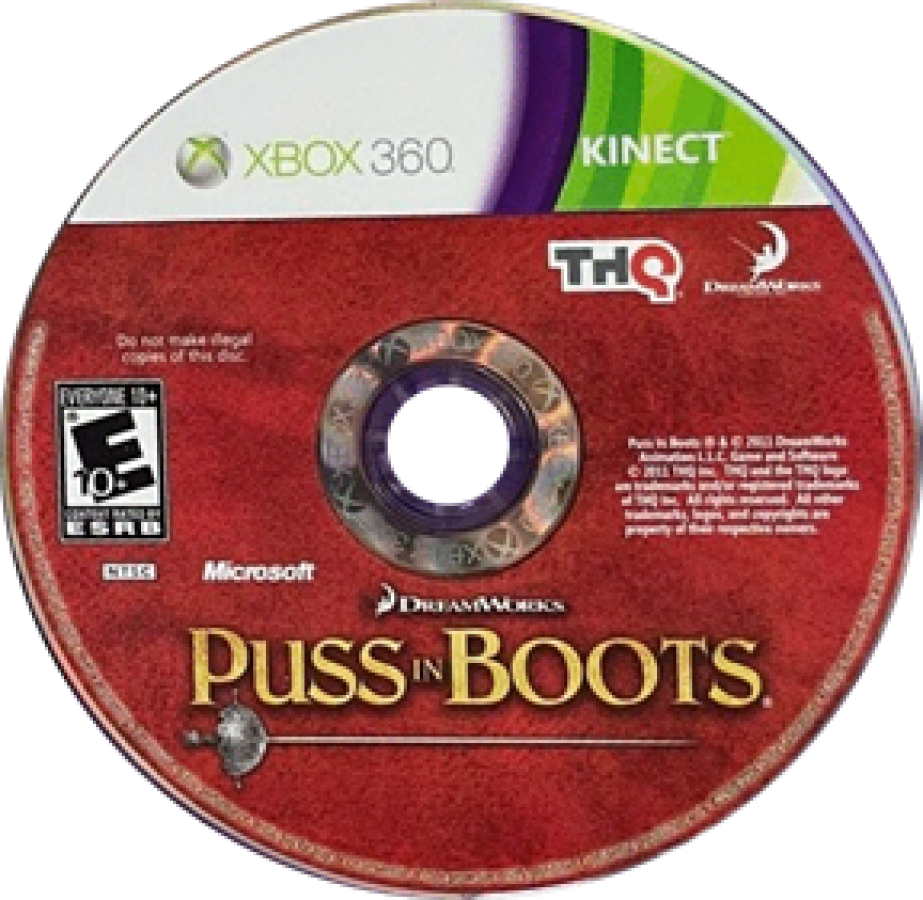 Puss in Boots disc for Xbox 360 (X360) action-adventure platformer video game