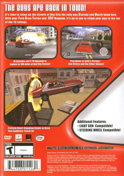 Starsky and Hutch – PlayStation 2 (PS2) video game back of case, action driving and crime adventure.