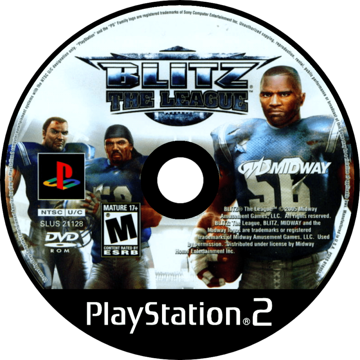Blitz: The League for PlayStation 2 with intense arcade-style football theme disc