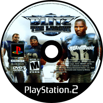 Blitz: The League for PlayStation 2 with intense arcade-style football theme disc