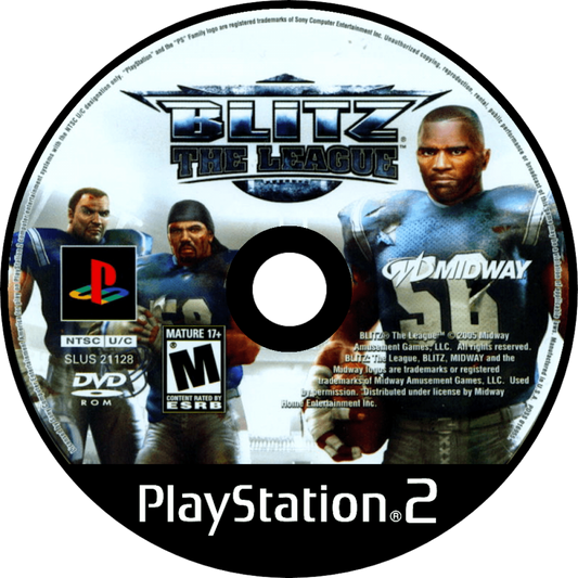 Blitz: The League for PlayStation 2 with intense arcade-style football theme disc