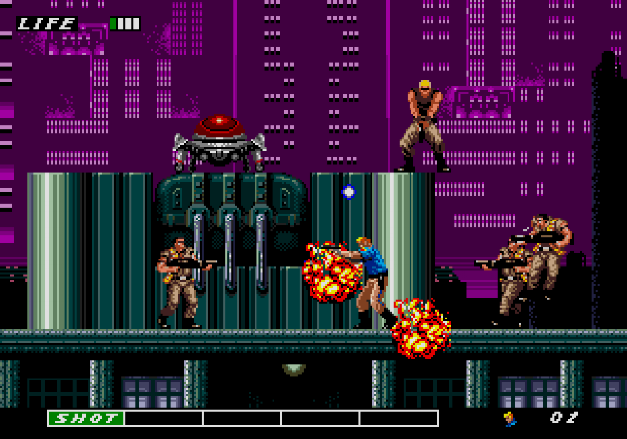 ESWAT City Under Siege Sega Genesis GEN for retro video game enthusiasts featuring side scrolling action platforming gameplay futuristic law enforcement missions cybernetic armor upgrades intense shooting combat sci fi adventure and collectible gaming appeal gameplay 