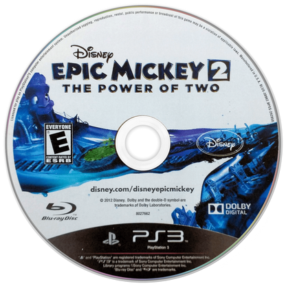 Disney Epic Mickey 2: The Power of Two disc art for PlayStation 3 (PS3) video game