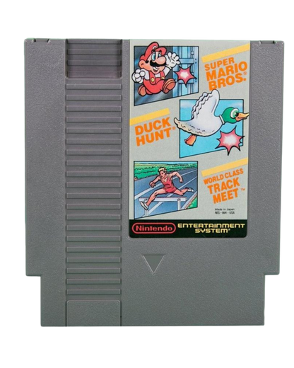 Super Mario Bros Duck Hunt World Class Track Meet Nintendo Entertainment System NES video game, classic compilation cartridge, multiplayer retro Nintendo title cartridge