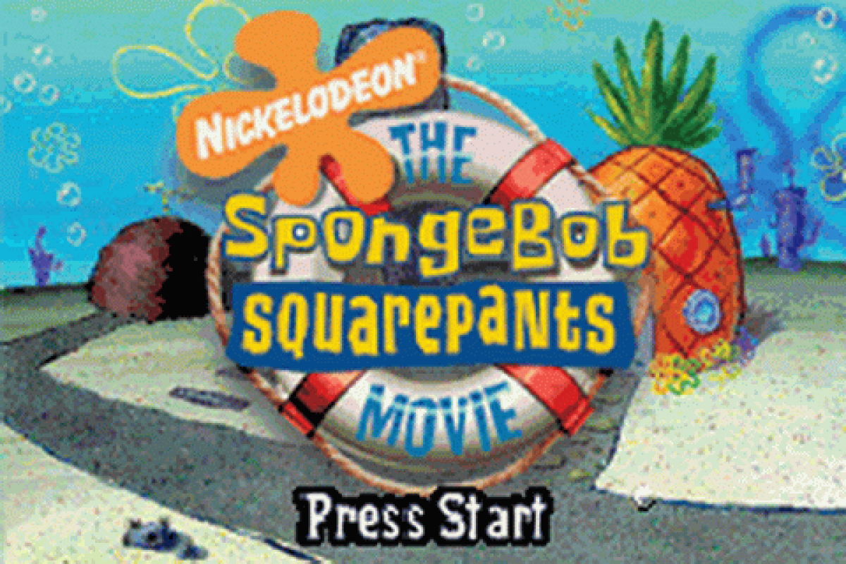 SpongeBob SquarePants: The Movie cover art for Game Boy Advance (GBA) video game title screen