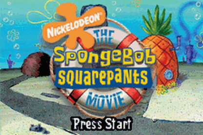SpongeBob SquarePants: The Movie cover art for Game Boy Advance (GBA) video game title screen