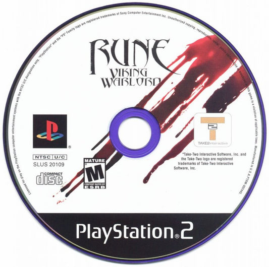 Rune Viking Warlord – PlayStation 2 (PS2) video game disc, action-adventure hack-and-slash game.