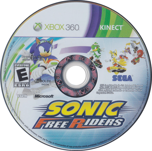Sonic: Free Riders disc for Xbox 360 (X360) motion-controlled racing video game