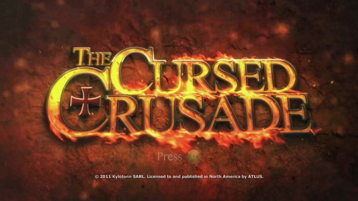 The Cursed Crusade start screen for Xbox 360 (X360) action-adventure hack-and-slash video game