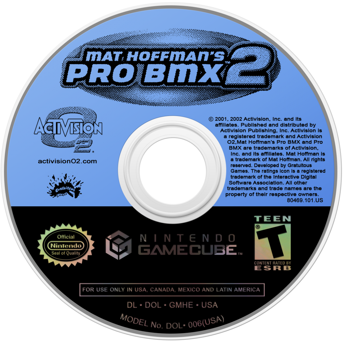 Matt Hoffman’s Pro BMX 2 GameCube GC video game, extreme sports, BMX racing and tricks, multiplayer, action sports gameplay, Nintendo GameCube title disc