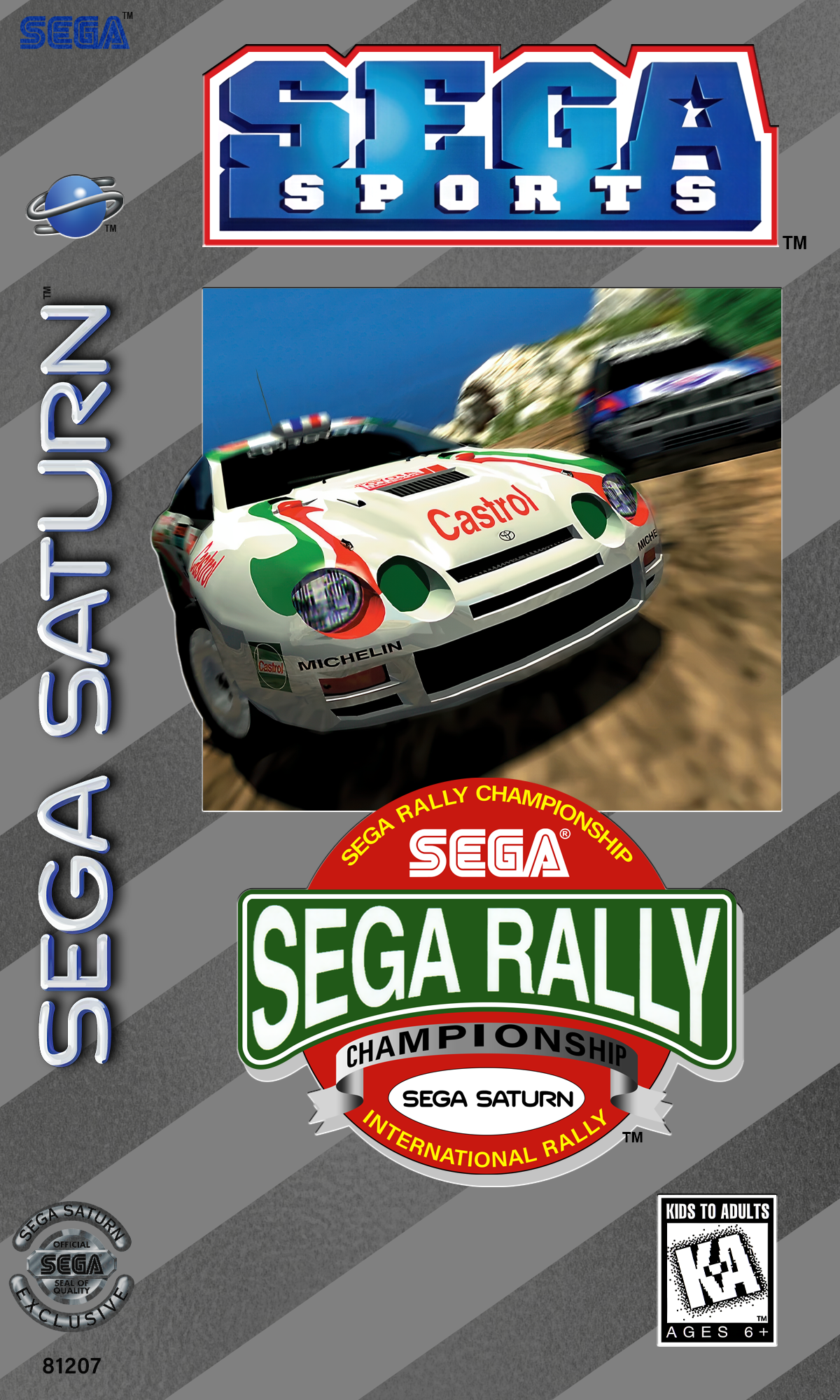 Sega Rally Championship Sega Saturn arcade racing game rally car off road driving realistic handling drifting mechanics time trial and championship modes Sega AM2 classic arcade port retro gaming Sega Saturn software video game title cover art