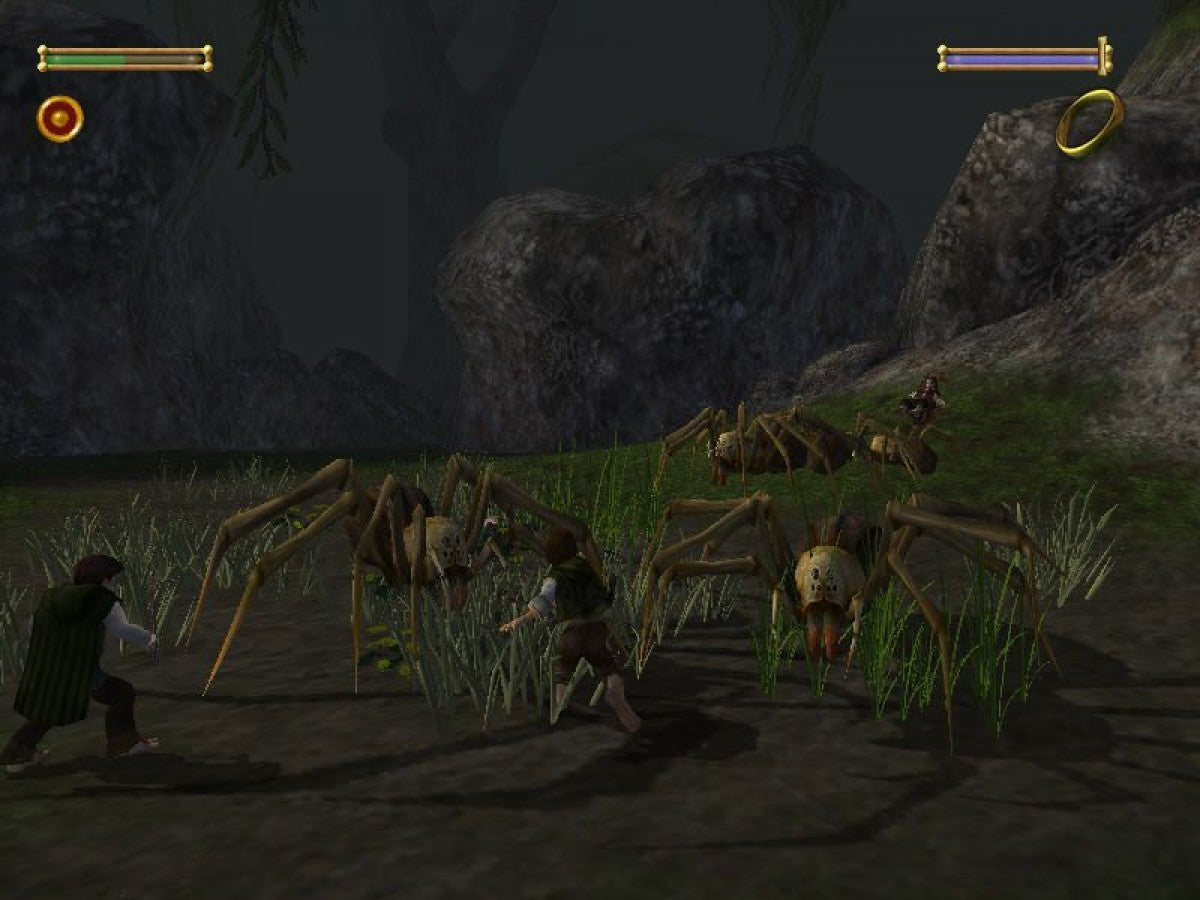 The Lord of the Rings: The Fellowship of the Ring for PlayStation 2 action adventure fantasy game based on the Tolkien novel featuring Frodo Aragorn Gandalf Middle earth quests combat exploration gameplay