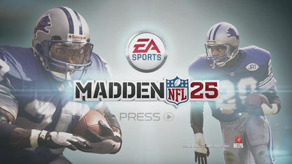 Madden NFL 25 start screen for Xbox 360 (X360) sports football video game