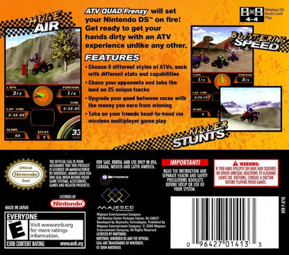 ATV Quad Frenzy back of case for Nintendo DS (DS) off-road racing video game