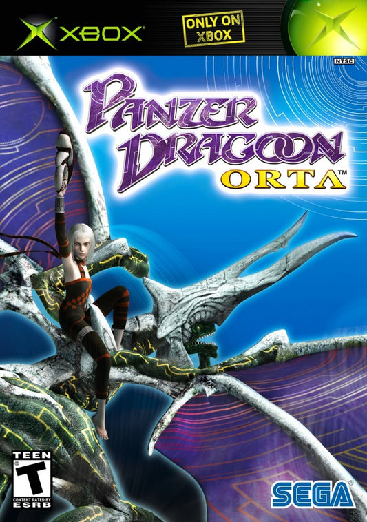 Panzer Dragoon Orta retro Xbox video game Panzer Dragoon Orta rail shooter dragon combat sci fi aerial shooter on rails boss battles fast paced arcade style gameplay console title Xbox release cover art