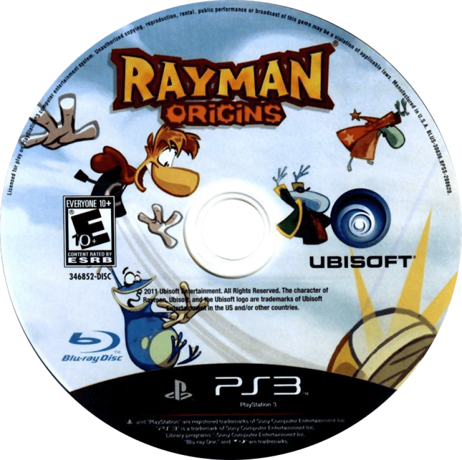Rayman Origins disc for PlayStation 3 (PS3) video game