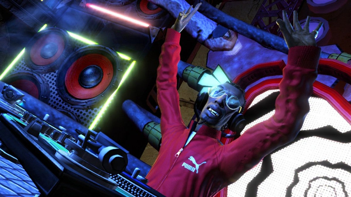 DJ Hero retro Xbox 360 video game featuring music rhythm gameplay, DJ mixing action, multiplayer party challenges and classic Xbox 360 entertainment - gameplay
