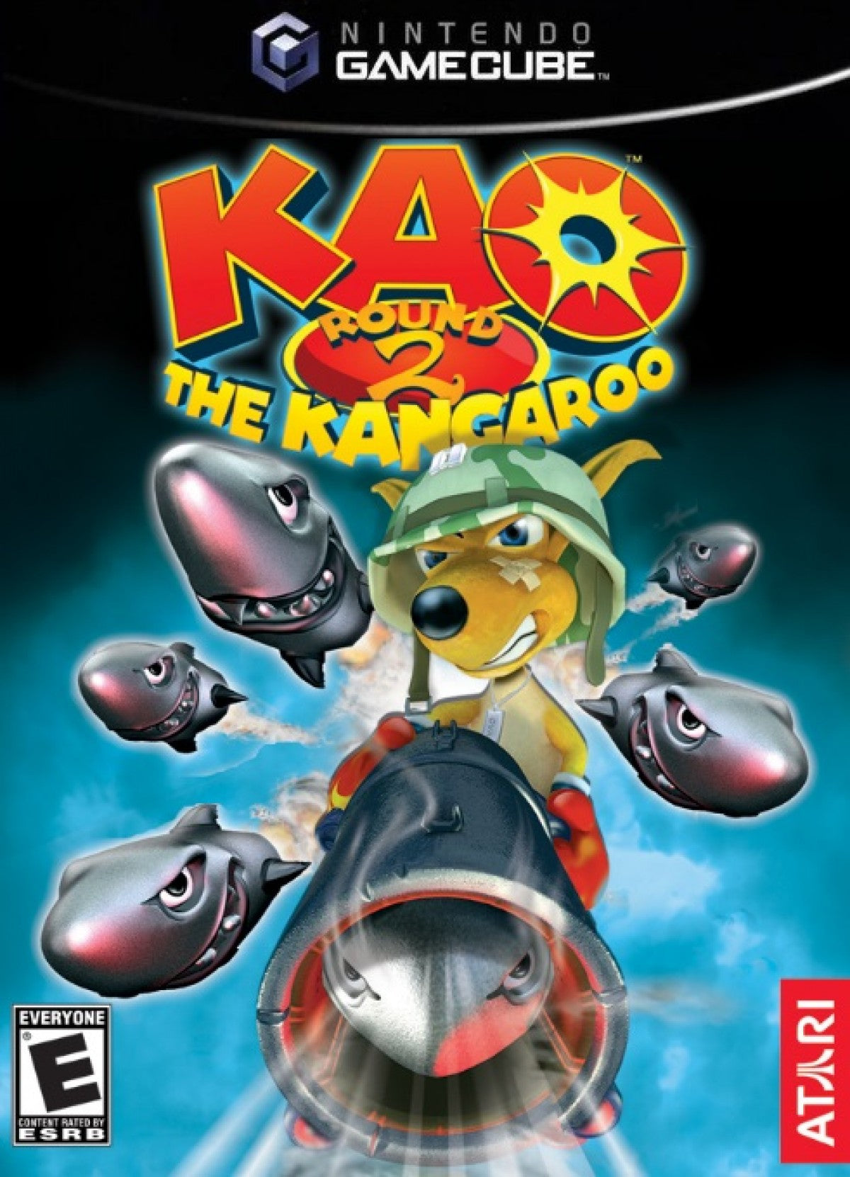Kao the Kangaroo Round 2 for GameCube featuring colorful 3D platforming action and cartoon style adventure cover art