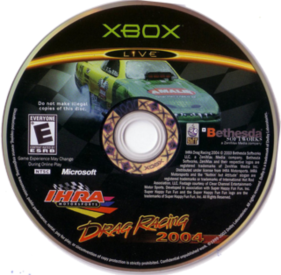 IHRA Drag Racing 2004 game disc for Microsoft XBOX video game.