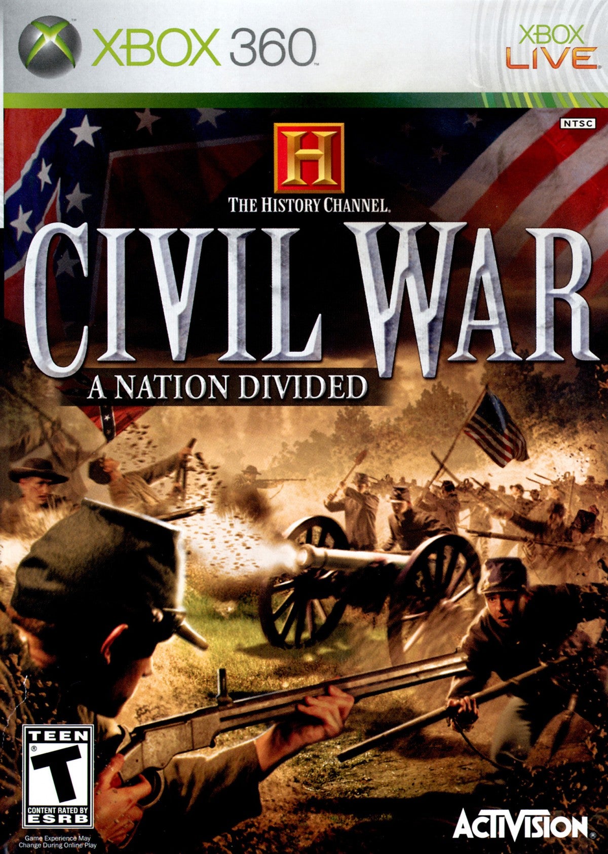 Civil War A Nation Divided Xbox 360 first person shooter FPS American Civil War historical war game Union Confederate battles musket combat campaign missions strategy elements Cauldron Ltd Midas Interactive Xbox 360 software video game title front cover 