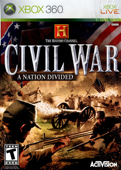 Civil War A Nation Divided Xbox 360 first person shooter FPS American Civil War historical war game Union Confederate battles musket combat campaign missions strategy elements Cauldron Ltd Midas Interactive Xbox 360 software video game title front cover 