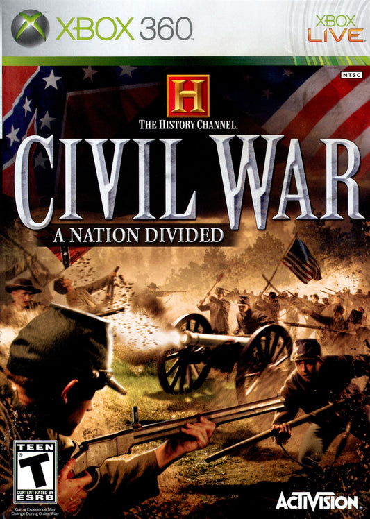 Civil War A Nation Divided Xbox 360 first person shooter FPS American Civil War historical war game Union Confederate battles musket combat campaign missions strategy elements Cauldron Ltd Midas Interactive Xbox 360 software video game title front cover 