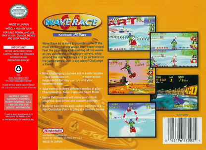Wave Race 64 back cover art for Nintendo 64 (N64) video game