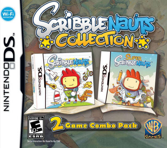 Scribblenauts Collection Nintendo DS puzzle action game word based gameplay summon objects Maxwell adventure creative problem solving open ended puzzles 5th Cell WB Games touch screen stylus controls Nintendo DS software video game title cover art 