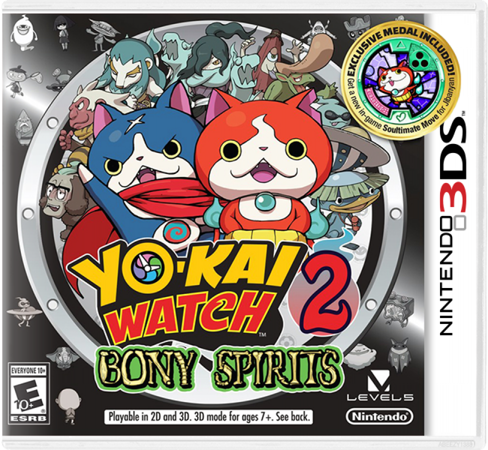 Yo-Kai Watch 2: Bony Spirits cover art for Nintendo 3DS (3DS) video game