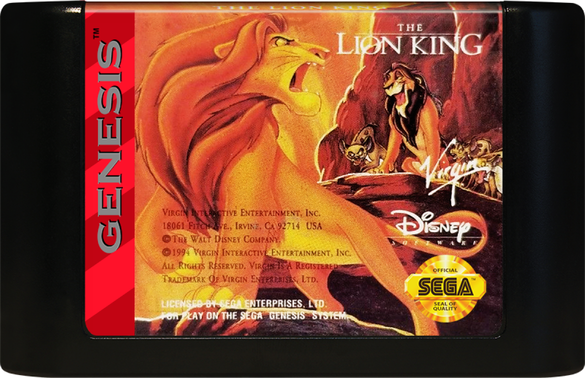 Disney’s The Lion King for Sega Genesis with classic side-scrolling platform adventure based on the animated film cartridge