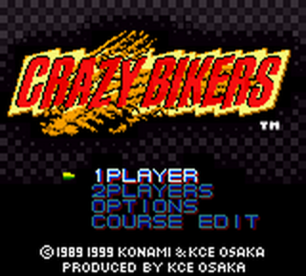 Crazy Bikers start menu for Game Boy Color GBC video game