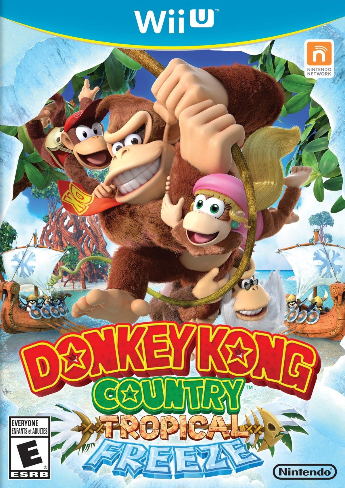 Donkey Kong Country Tropical Freeze Nintendo Wii U video game, platformer adventure, cooperative gameplay, classic Nintendo franchise cover art