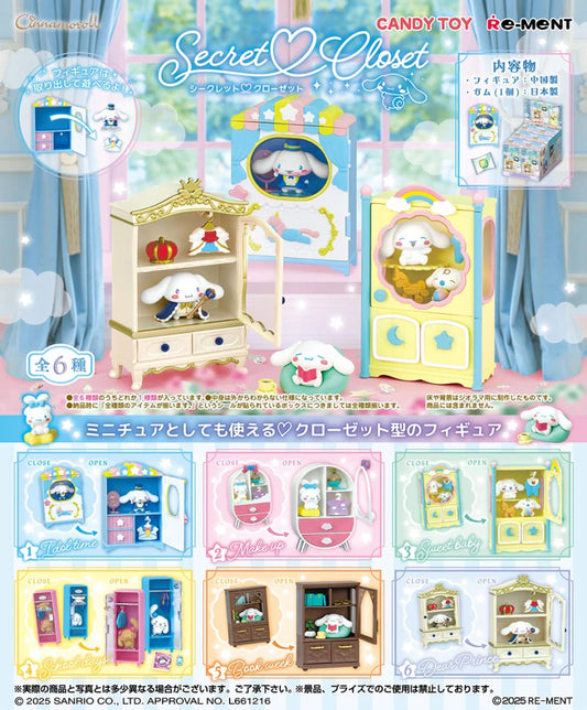 Re-Ment Cinnamoroll Secret Closet blind box collection
Line-up contains 6 designs. Contents