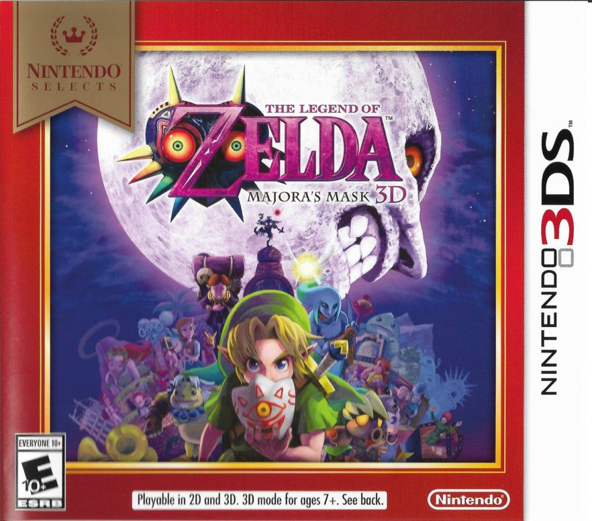 The Legend of Zelda Majora's Mask 3D Nintendo Selects Nintendo 3DS 3DS for action adventure video game fans featuring Link time travel mask transformations Termina exploration dungeons puzzles boss battles collectible items side quests and classic Nintendo 3DS gameplay collectible gaming appeal front cover art