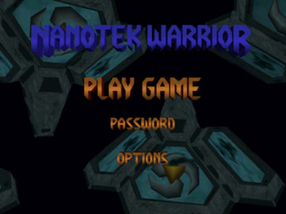 Nanotek Warrior PlayStation PS1 for action shooter video game fans featuring futuristic tank combat fast paced sci fi battles powerful weapons enemy encounters maze like environments challenging missions explosive action classic PlayStation gameplay collectible gaming appeal gameplay