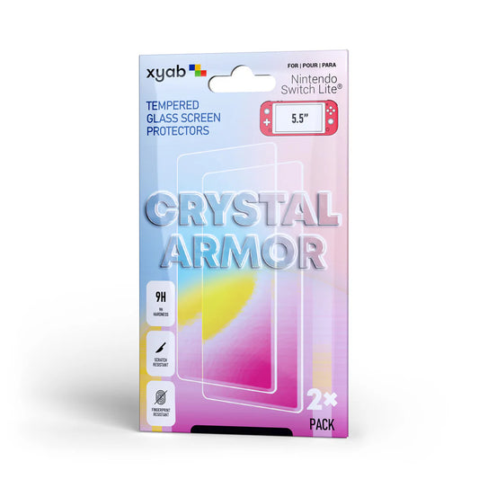 Crystal Armor 2 Pack Tempered Glass Screen Protector for Nintendo Switch Lite scratch resistance HD clarity bubble-free installation