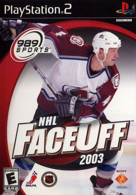 NHL FaceOff 2003 – PlayStation 2 (PS2) video game cover image, ice hockey sports simulation game.