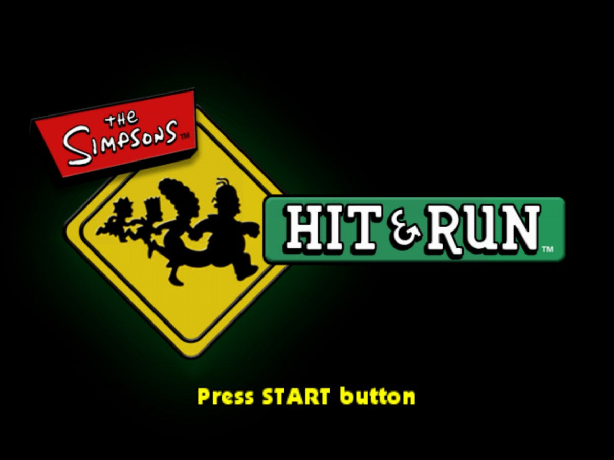 The Simpsons: Hit and Run title screen for Playstation 2 (PS2) video game