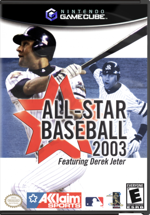 All-Star Baseball 2003 cover art for GameCube game featuring realistic baseball simulation gameplay and official MLB teams