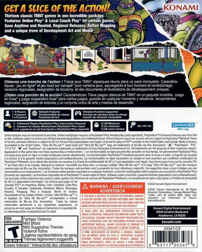 Teenage Mutant Ninja Turtles: The Cowabunga Collection back of box for PlayStation 5 (PS5) classic arcade action video game