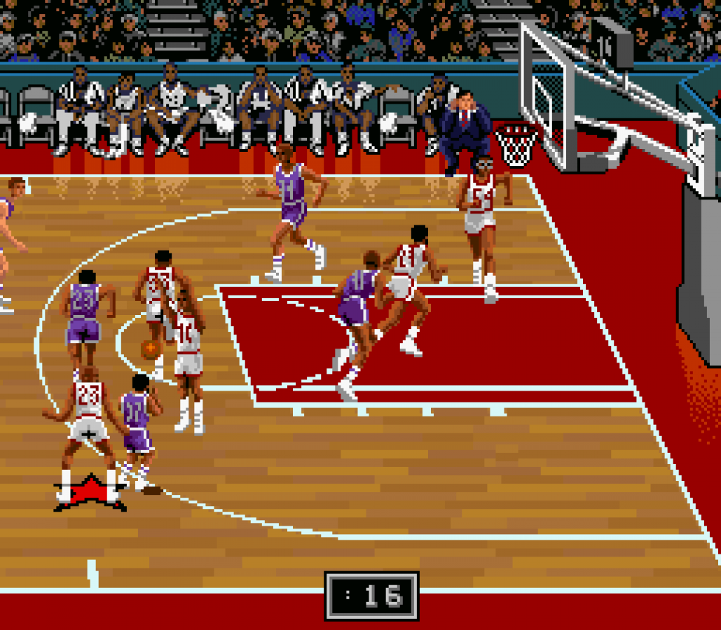 NBA Showdown for Super Nintendo Entertainment System with classic 16-bit basketball simulation theme screenshot
