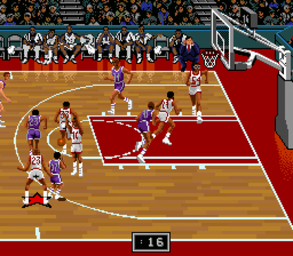NBA Showdown for Super Nintendo Entertainment System with classic 16-bit basketball simulation theme screenshot