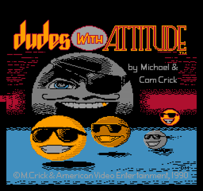 Dudes with Attitude retro NES video game Dudes with Attitude puzzle platform action gameplay quirky characters cooperative challenges classic console title Nintendo Entertainment System release title screen