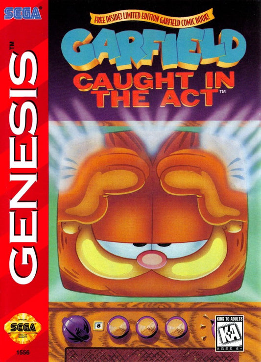 Garfield Caught in the Act Sega Genesis retro video game platformer cover art (1995)