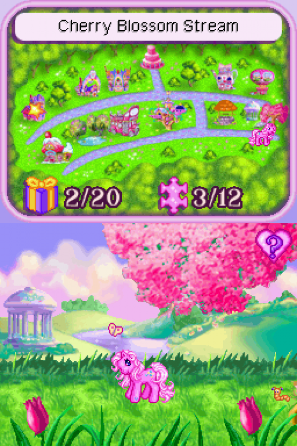 My Little Pony Pinkie Pie’s Party for Nintendo DS, gameplay for a party mini-game video game with friendship activities, puzzle challenges, character-based gameplay, and family-friendly fun