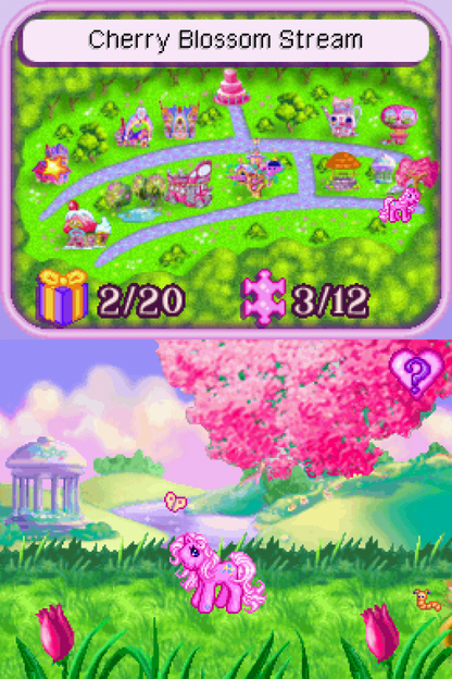 My Little Pony Pinkie Pie’s Party for Nintendo DS, gameplay for a party mini-game video game with friendship activities, puzzle challenges, character-based gameplay, and family-friendly fun